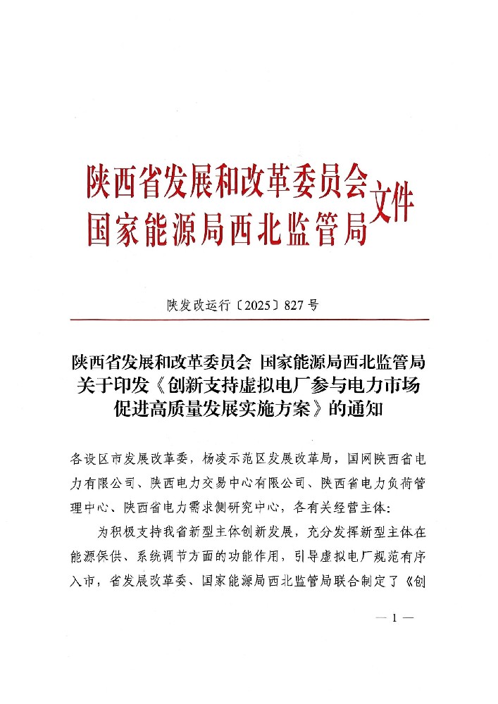 陜西省發(fā)展和改革委員會 國家能源局西北監(jiān)管局關(guān)于印發(fā)《創(chuàng)新支持虛擬電廠參與電力市場促進(jìn)高質(zhì)量發(fā)展實(shí)施方案》的通知_00.jpg